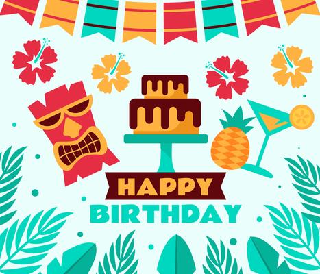 Tropical Birthday Party Vector