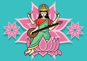 Saraswathi Vector Illustration