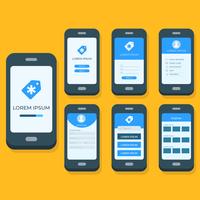 Flat mobile app gui Vector Template