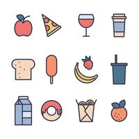 Iconos de comida lindo vector