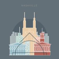 Nashville State Tennesse Skyline Linear Color Vector Illustration
