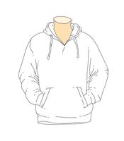 blank white outline hooded sweatshirt template vector