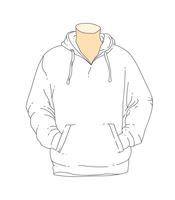 plantilla de sudadera con capucha de contorno blanco en blanco vector