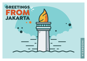 Jakarta Postcard Vector