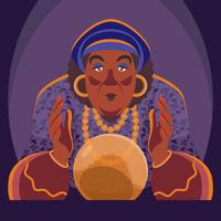 Gypsy Fortune Teller With Crystal Ball Illustration vector