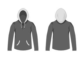 blank grey hooded sweatshirt template vector