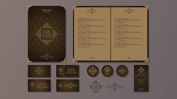 Classy Restaurant Thai Food Menu Vector de plantilla