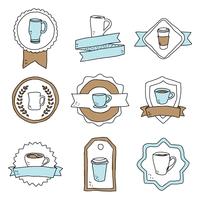 Cafés Doodled En Insignias vector