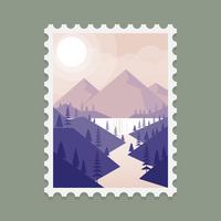 Ilustración de plantilla de sello de Alaska montaña paisaje vector