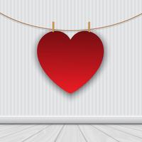Valentine's day background with hanging heart  vector