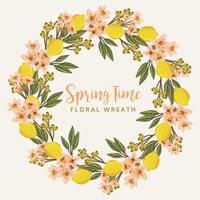 Vector Floral and Lemons Wreath