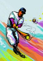 Jugador de béisbol abstracto colorido vector