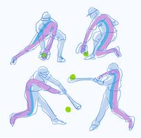 Abstract Baseball Player Pose Sketch hand Drawn Vector Illustration