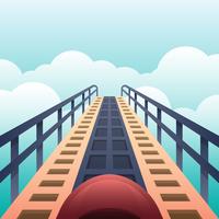 High Up View On A Roller Coaster Looking Down At The Loops Ready To Go Down Illustration vector