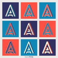 Vector Letter A Typography In Geometric Retro Line Styles