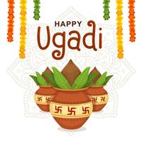 Feliz saludo Ugadi vector