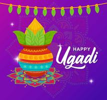 Tarjeta de felicitación feliz de Ugadi vector