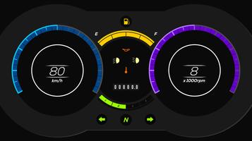 Electric Car Dashboard UI Vector