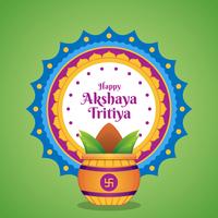 Celebración de Akshaya Tritiya con una ilustración dorada de Kalash vector