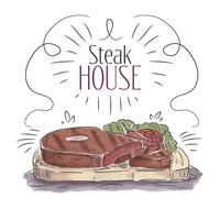 Watercolor BBQ Steak With Vegetables Background  vector