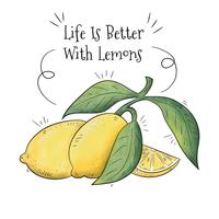 Fruta de limones con fondo de cita inspiradora vector