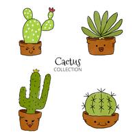 Cute Cactus Smiling Set vector