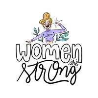 Lettering About Women's Day With Blondie Woman Smiling With Leaves Around vector