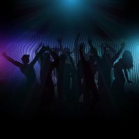 Disco crowd on abstract background with light rays vector