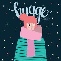 Colorida ilustración de una niña con un Hygge Vibe vector