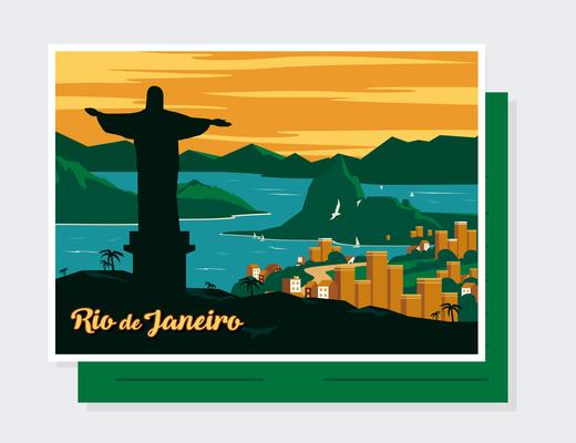 Rio De Janeiro Postcard Vector