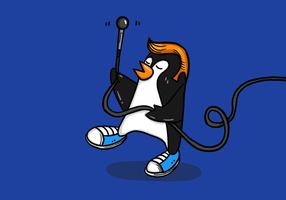 Penguin rock singer vector