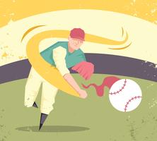 Jugador de béisbol abstracto Vector de ilustración vintage