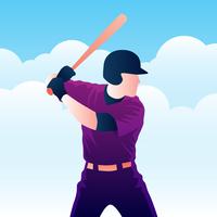 Ilustración de bateador de jugador de béisbol vector