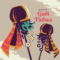 Gudi Padwa Celebración de la ilustración de la India vector