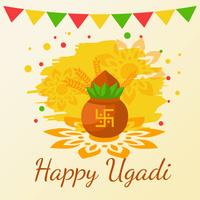 Feliz Ugadi. Vector de año nuevo hindú