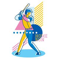 Abstract Baseball Player Geometric Vector