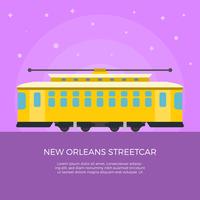 Ilustración plana de vector de tranvía de Nueva Orleans