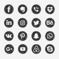 Black Scribble Media Icons vector