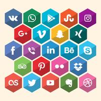 Icono de redes sociales hexagonales vector