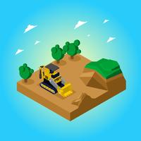Isometric Auger Is Digging The Ground Free Vector