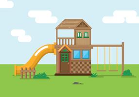 Playhouse With Slide Vector