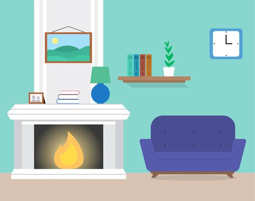 Flat Design Vector Room Design Illustration