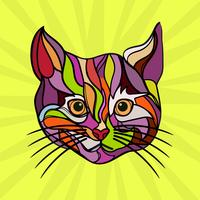 Flat Cat Pop Art Vector Illustration