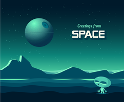 Greetings From Space Vector Post Card