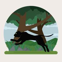 Black Panther Jumping On Forest Illustration vector