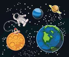 Planets and Astronaut Vector