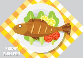 A Plate Of Frying Fish vector