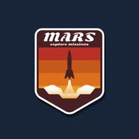 Insignias de la misión espacial de Marte y emblemas del logotipo vector