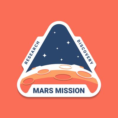 Mars Space Mission Badges Logo Emblems