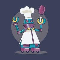 Ilustración de robot cocinero vector